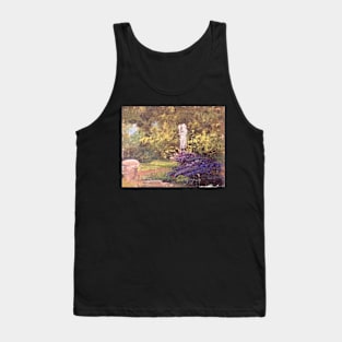 Flowerbed Statue Oil on Canvas Painting Tank Top